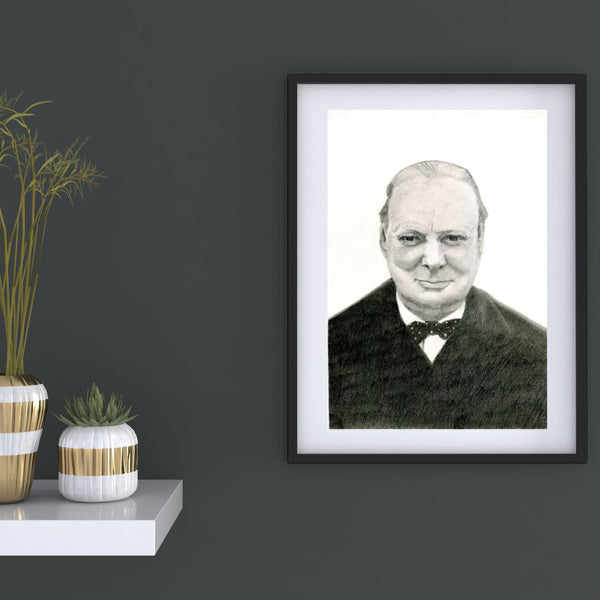 “Wartime Resolve” – Winston Churchill Portrait (Framed Original)
