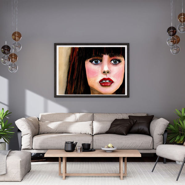 “Crimson Gaze” – Woman’s Portrait (Framed Original) Original Watercolour & Pencil Artwork | Contemporary Female Portrait | Statement Wall Art