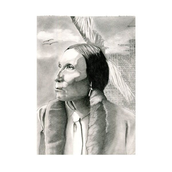 “Spirit of the Plains – Chief Portrait” Original Charcoal and Pencil Portrait