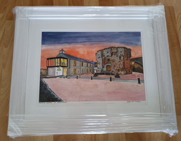 Athlone Castle, County Westmeath.  Original Pen and Watercolor Painting.