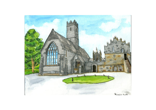 Black Abbey, Adare, Co. Limerick, Ireland. Pen and Watercolor Original Painting.