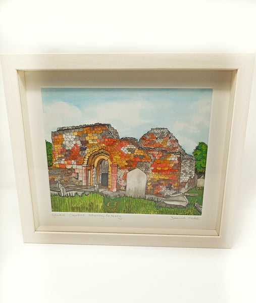 Aghadoe Cathedral, Killarney, Co. Kerry, Ireland.  Pen and Watercolor Original Painting.