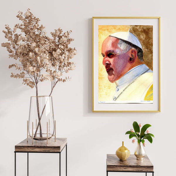 “The Pontiff’s Gaze – A Tribute to the Late Pope Francis”  Watercolor Portrait
