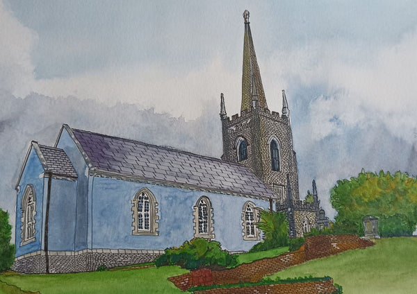 St. Sinian's Church, Tyrrellspass, County Westmeath.  Original Painting.
