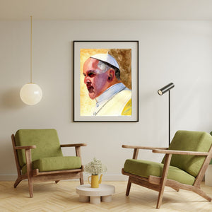 “The Pontiff’s Gaze – A Tribute to the Late Pope Francis”  Watercolor Portrait