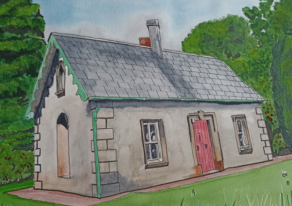 Glananea House Gate Lodge, County Westmeath.  Original Painting.