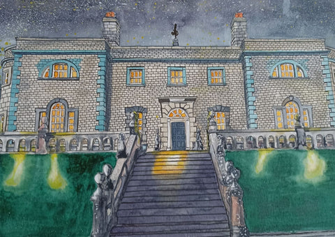 Belvedere House at Night, County Westmeath.  Original Painting.