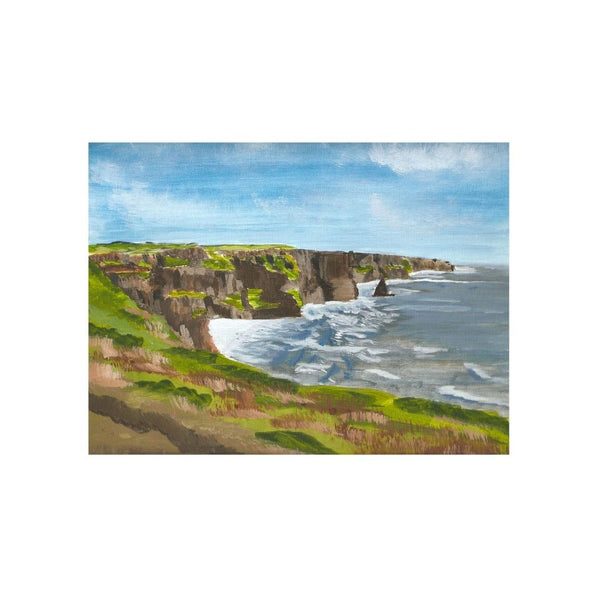 The Cliffs of Moher, Liscannor, Co. Clare - Acrylic & Oil Painting - Giclée Print by Bernice Cooke - mounted to 10" x 8"