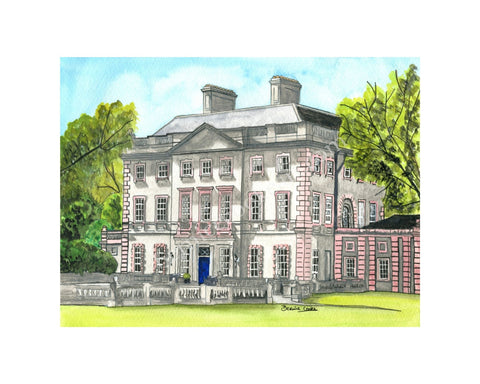 Abbeyleix House, County Laois - Pen & Watercolor Sketch - Giclée Print by Bernice Cooke - mounted to 10" x 8"
