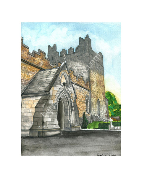 Adare Trinitarian Abbey, Adare, Co. Limerick - Pen & Watercolor Sketch - Giclée Print by Bernice Cooke - Mounted to 8" x 10".