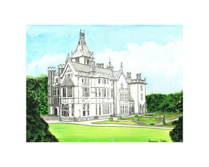 Adare Manor, Adare, Co. Limerick - Pen & Watercolor Sketch - Giclée Print by Bernice Cooke - Mounted to 10" x 8"