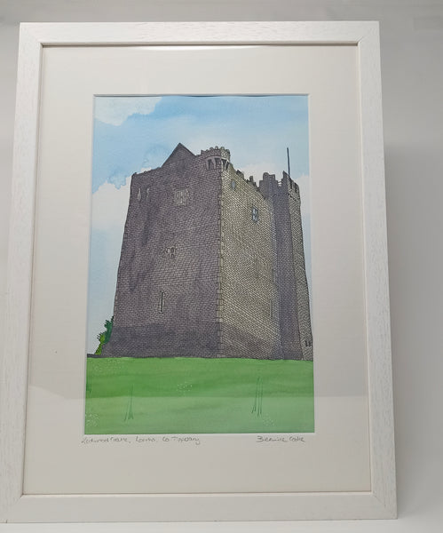 Redwood Castle, Lorrha, Co. Tipperary, Ireland. Pen and Watercolor Original Painting.