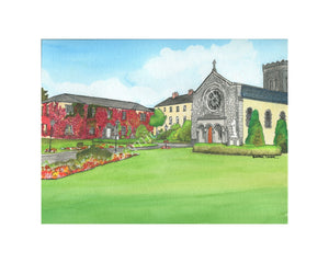 The Abbey, Loughrea, Co. Galway - Pen & Watercolor Sketch - Giclée Print by Bernice Cooke - mounted to 10" x 8".