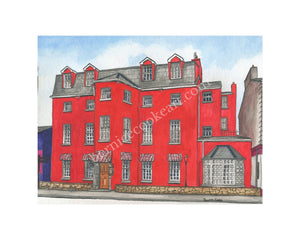 The Railway Hotel, Loughrea, Co. Galway - Pen & Watercolor Sketch - Giclée Print by Bernice Cooke - Mounted to 10" x 8".